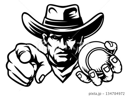 Cowboy Man Tennis Cowboys Sports Team Mascot Cowboy Man Tennis Cowboys Sports Team Mascot 134784972
