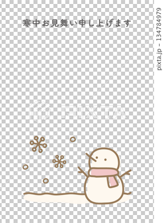 Snowman's visit in the cold 134784979