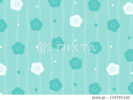 梅の花 お正月・節分の和風背景 ブルー 134785100