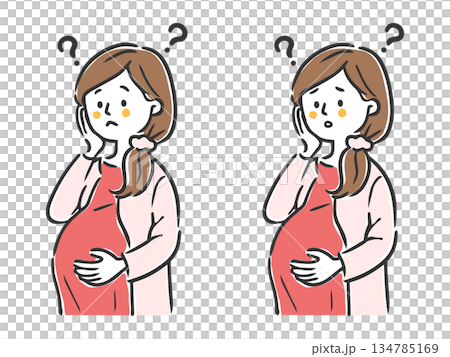 Pregnant woman with doubts Vector 134785169