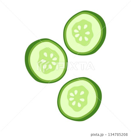 Sliced Cucumber illustration vegetable Sliced Cucumber illustration vegetable 134785208