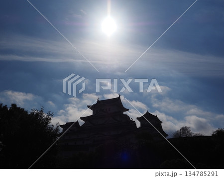 姫路城と太陽 134785291