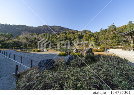 大本山天龍寺(冬季朝)曹源池庭園 大本山天龍寺(冬季朝)曹源池庭園 134785361