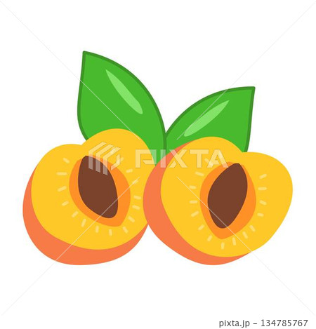 Apricot with Leaves, Fresh Apricot Fruits 134785767