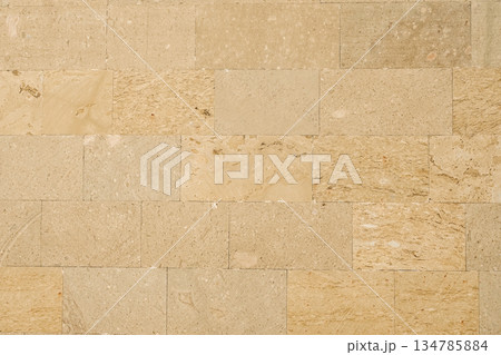 Natural Sandstone Block Wall Texture for Modern Architectural Construction. High quality photo 134785884