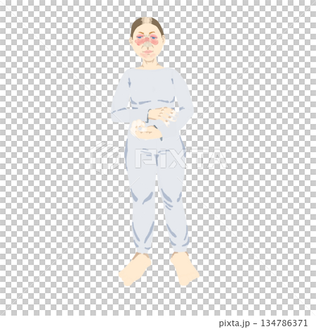 Medical illustration showing symptoms of systemic lupus erythematosus (SLE): erythema varicella, arthritis, lupus nephritis 134786371