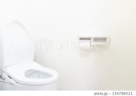 トイレのリフォーム後の写真画像　斜め横　便座　古いマンション室内　狭い　 134786521