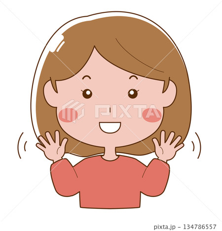 笑顔で手を振る女性 134786557