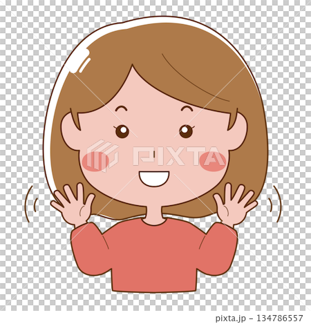 笑顔で手を振る女性 134786557