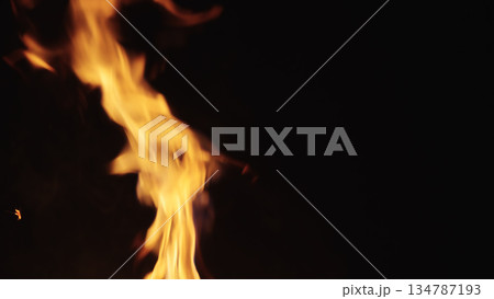 fire flames of campfire over black background, for overlay fire flames of campfire over black background, for overlay 134787193