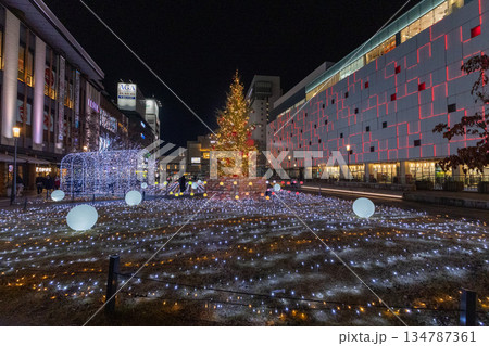 駅前のクリスマスイルミネーション 駅前のクリスマスイルミネーション 134787361