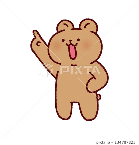 腰に手をあてて指をさすクマ 134787823