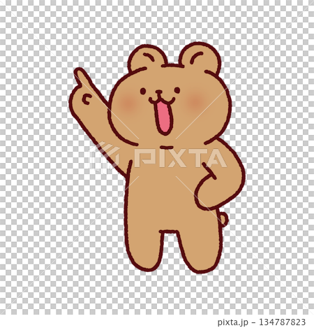 腰に手をあてて指をさすクマ 134787823