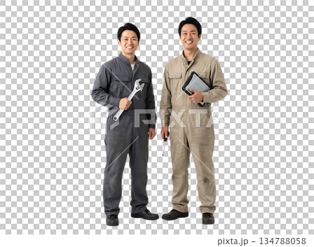 專業的施工現場，技工們已準備好使用工具。 134788058