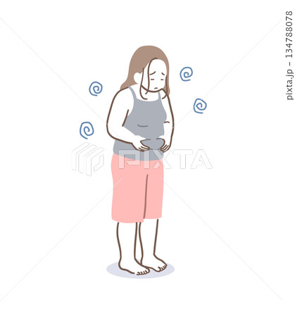 太って落ち込む女性のイラスト素材 134788078