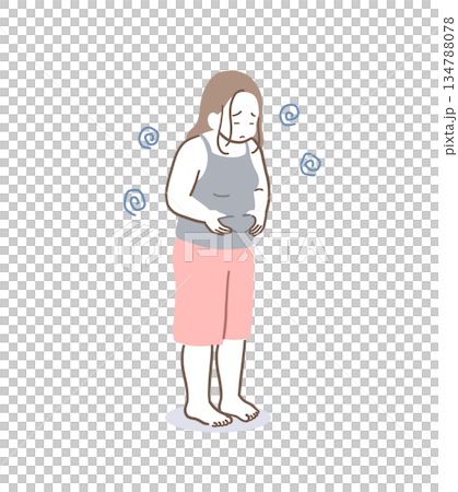 太って落ち込む女性のイラスト素材 134788078