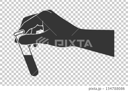 試験管を持つ手のシルエットアイコン 134788086