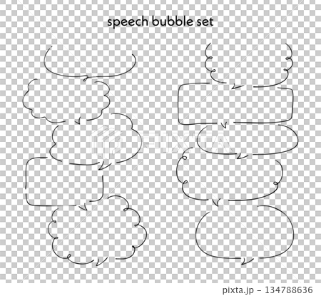 Pen hand-drawn speech bubble set black Pen hand-drawn speech bubble set black 134788636