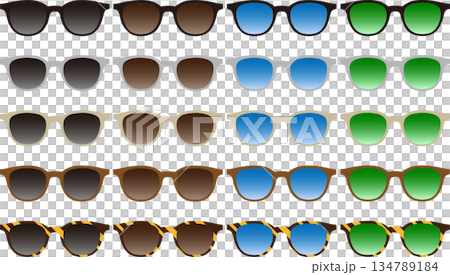 A set of various Wellington-style sunglasses 134789184