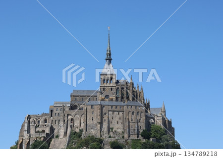 Saint Michel castle photography with blue sky on background. Saint Michel castle photography with blue sky on background. 134789218