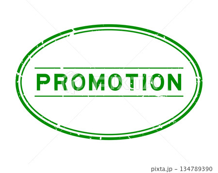 Grunge green promotion word oval rubber seal stamp on white background Grunge green promotion word oval rubber seal stamp on white background 134789390
