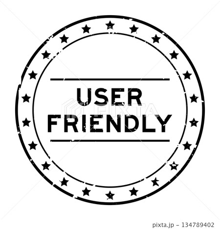 Grunge black user friendly word round seal stamp on white background 134789402