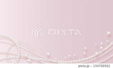 ピンクの背景にリアルなパール 134789562