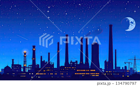 《AI画像》夜の工場地帯 134790797