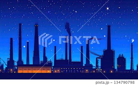 《AI画像》夜の工場地帯 134790798