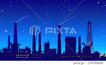 《AI画像》夜の工場地帯 134790800