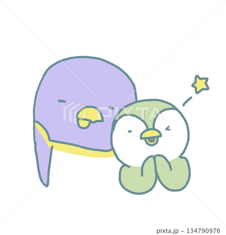 ぺんぎん親子　子供のお願い 134790976