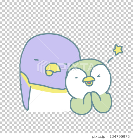 ぺんぎん親子　子供のお願い 134790976