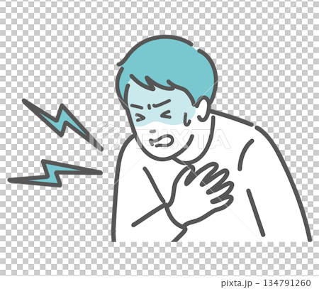 Illustration of a man suffering from heart attack, chest pain, sudden illness Illustration of a man suffering from heart attack, chest pain, sudden illness 134791260