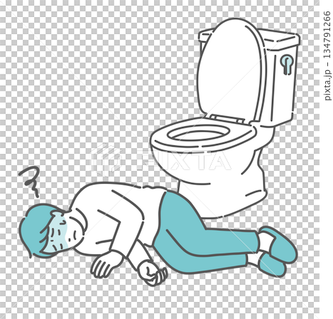 圖：一名男子在廁所失去意識（中暑、昏厥） 134791266