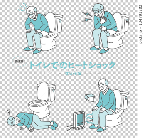 預防老年男性如廁時因高溫、用力過度和血壓波動風險的工具包 134791282