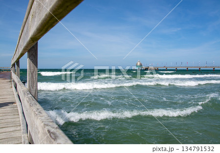 Zingst beach with pier, Mecklenburg-Western Pomerania, Germany Zingst beach with pier, Mecklenburg-Western Pomerania, Germany 134791532