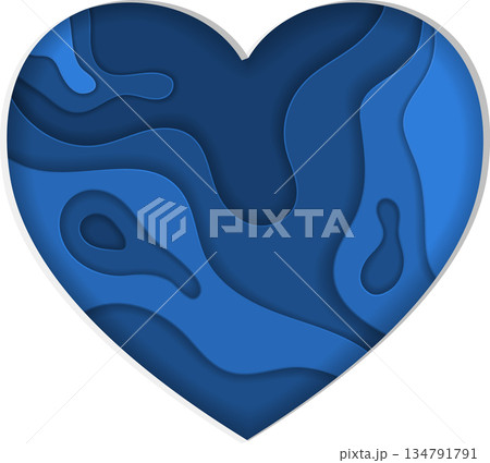Classic Blue Paper Cut Heart 134791791