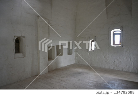 The cell of a hermit monk in an old Christian monastery 134792099
