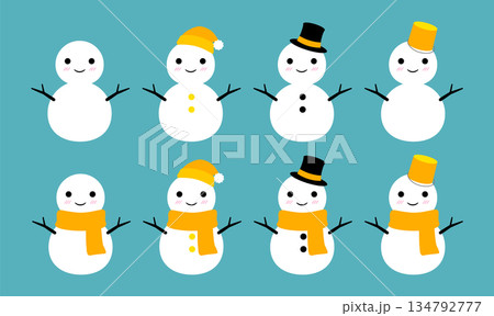 かわいい雪だるま セット 黄 かわいい雪だるま セット 黄 134792777