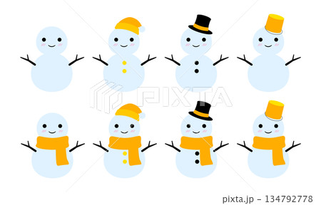かわいい雪だるま 透過セット 黄 かわいい雪だるま 透過セット 黄 134792778