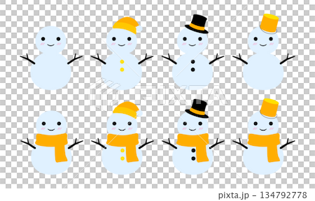 かわいい雪だるま 透過セット 黄 かわいい雪だるま 透過セット 黄 134792778