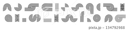 Line pattern Abstract shapes geometric elements. Architect design mid century shapes set. Vector 134792988