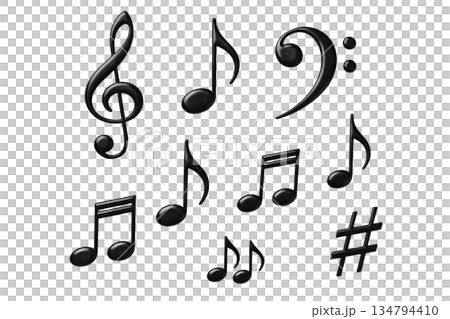 Png collection of musical symbols in simple composition isolated on transparent background. concept of music elements, notation symbols, artistic design for musicians. 134794410