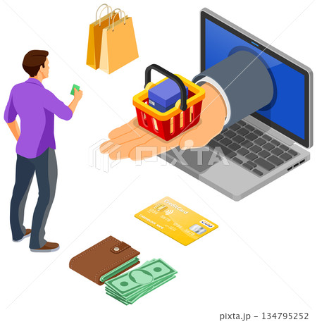 Internet Shopping Online Payments Isometric Concept Internet Shopping Online Payments Isometric Concept 134795252