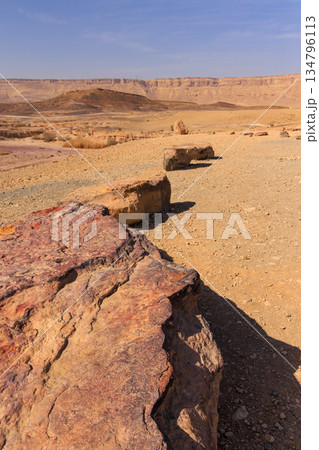 Ramon Crater desert landscape Israel Ramon Crater desert landscape Israel 134796113