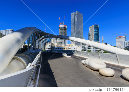 Modern bridge and skyscrapers in Tel Aviv 134796134