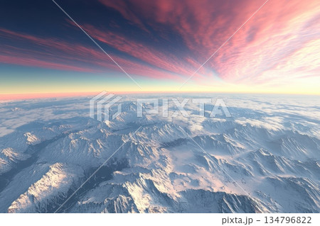 Smooth Gradient Transition from Deep Navy to Soft Sky on Majestic Mountain Landscape 134796822