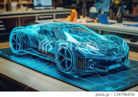 Innovative Futuristic Car Model Showcasing Technological Advancements in Design Innovative Futuristic Car Model Showcasing Technological Advancements in Design 134796850