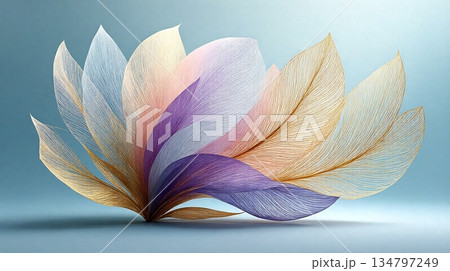 Delicate multicolored feather like leaves - ai generated 134797249