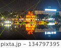 Light Show at Turtle Tower, Hoan Kiem Lake, Hanoi, Vietnam 134797395
